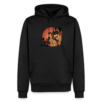 Hyène de bande dessinée - Sweat à capuche Premium bio Homme - noir - Devant - Nico (187cm)