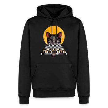 Chat souris jeu d'échecs - Sweat à capuche Premium bio Homme - noir - Devant - Nico (187cm)