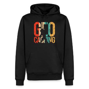Geocaching - Männer Premium Bio Hoodie - Schwarz - Vorne - Nico (187cm)