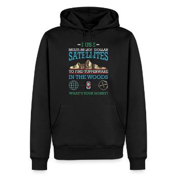 Geocaching - Männer Premium Bio Hoodie - Schwarz - Vorne - Nico (187cm)
