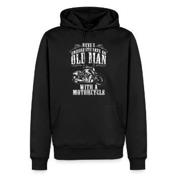Cadeau d'été moto vieux papa papy - Sweat à capuche Premium bio Homme - noir - Devant - Nico (187cm)
