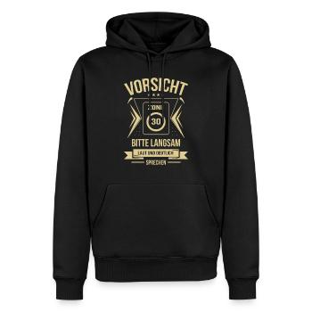 Geburtstag 30 Vorsicht Zone langsam laut deutlich - Männer Premium Bio Hoodie - Schwarz - Vorne - Nico (187cm)