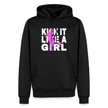 Football femmes Football féminin Proverbe - Sweat à capuche Premium bio Homme - noir - Devant - Nico (187cm)