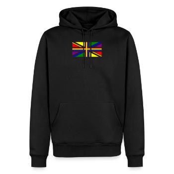 BRITISCHE Gay Pride Union Jack-Flagge - Männer Premium Bio Hoodie - Schwarz - Vorne - Nico (187cm)