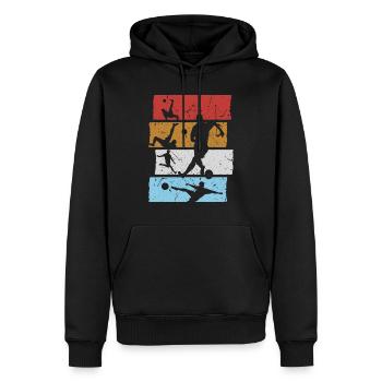 Fußball T-Shirt Retro Vintage Fußballspieler - Männer Premium Bio Hoodie - Schwarz - Vorne - Nico (187cm)