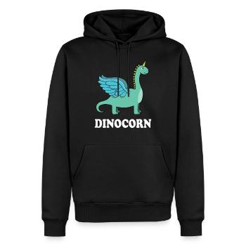 Dinocorn - Dinosaure Licorne avec des ailes - Sweat à capuche Premium bio Homme - noir - Devant - Nico (187cm)
