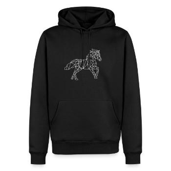 Pferd Galopp Reiten Umriss Hobby Geschenkidee - Männer Premium Bio Hoodie - Schwarz - Vorne - Nico (187cm)