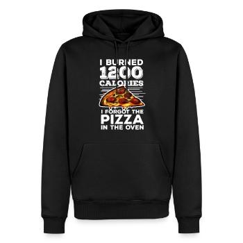 Drôle de pizza Mème Calories Fitness Anti Sport - Sweat à capuche Premium bio Homme - noir - Devant - Nico (187cm)