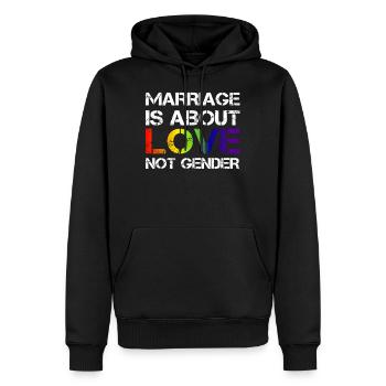 LGBT Marriage is about love Gay Pride CSD Ehe - Männer Premium Bio Hoodie - Schwarz - Vorne - Nico (187cm)