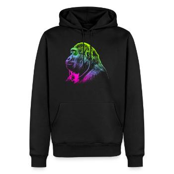 Le singe avec des écouteurs & des lunettes de soleil écoute de la musique - Sweat à capuche Premium bio Homme - noir - Devant - Nico (187cm)