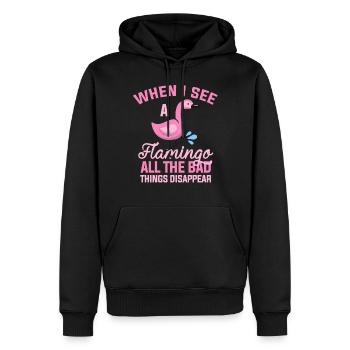 Flamingo Tier - Männer Premium Bio Hoodie - Schwarz - Vorne - Nico (187cm)