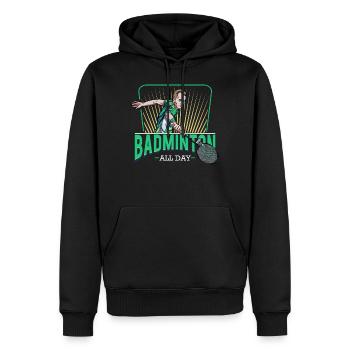 Badminton - Sweat à capuche Premium bio Homme - noir - Devant - Nico (187cm)