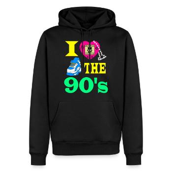 I love the 90's 90er Jahre Geschenk Geburtstag - Sweat à capuche Premium bio Homme - noir - Devant - Nico (187cm)