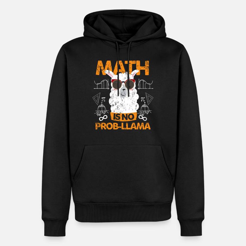 Lama Schule Mathe - Männer Premium Bio Hoodie - Schwarz