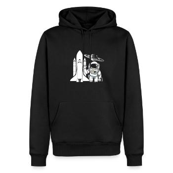 Astronaut Rakete Weltall Galaxie Geschenk - Männer Premium Bio Hoodie - Schwarz - Vorne - Nico (187cm)
