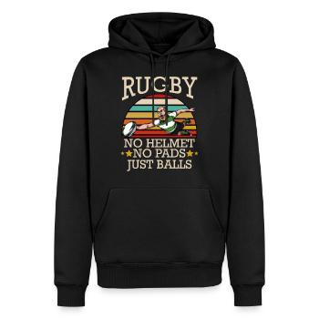 Rugby No Helmet No Pads Just Balls Cool Geschenk - Männer Premium Bio Hoodie - Schwarz - Vorne - Nico (187cm)