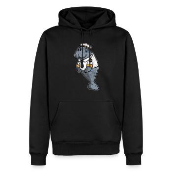 Capitaine de lamantin - Sweat à capuche Premium bio Homme - noir - Devant - Nico (187cm)