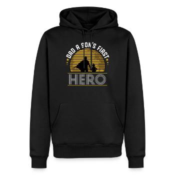 Père et fils - Sweat à capuche Premium bio Homme - noir - Devant - Nico (187cm)