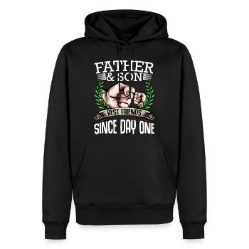 Père et fils - Sweat à capuche Premium bio Homme - noir - Devant - Nico (187cm)