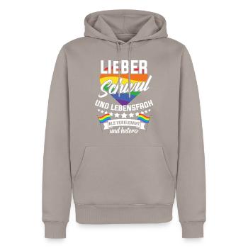 Cadeau gai drôle - Sweat à capuche Premium bio Homme - taupe - Devant - Nico (187cm)