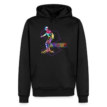 Longboarden Polygon - Männer Premium Bio Hoodie - Schwarz - Vorne - Nico (187cm)