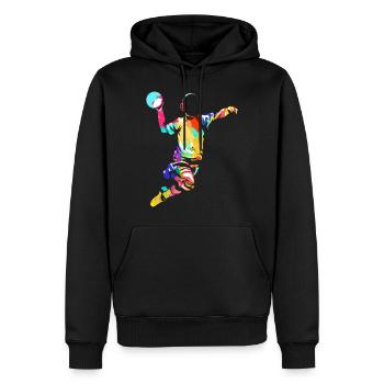 Cadeau de handball - Sweat à capuche Premium bio Homme - noir - Devant - Nico (187cm)