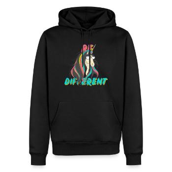 Be Different Cool licorne Arc-en-ciel - Sweat à capuche Premium bio Homme - noir - Devant - Nico (187cm)