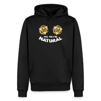 YES THEY'RE NATURAL Fantasy RPG Würfel Brüste - Männer Premium Bio Hoodie - Schwarz - Vorne - Nico (187cm)