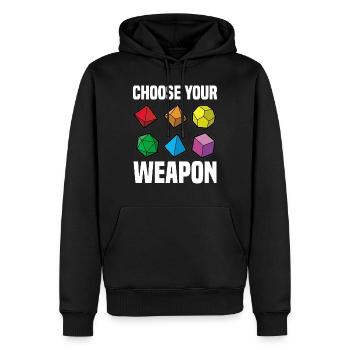 CHOOSE YOUR WEAPON Fantasy RPG Würfel Tabletop - Männer Premium Bio Hoodie - Schwarz - Vorne - Nico (187cm)