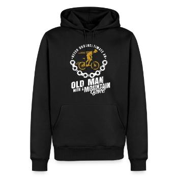 Vélo Grand-père Papa - Sweat à capuche Premium bio Homme - noir - Devant - Nico (187cm)