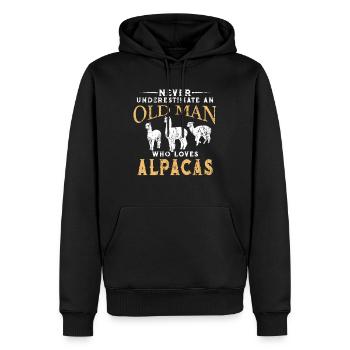 Alpaka Alter Mann - Männer Premium Bio Hoodie - Schwarz - Vorne - Nico (187cm)