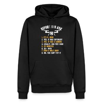 Question drone - Sweat à capuche Premium bio Homme - noir - Devant - Nico (187cm)