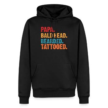Papa Glatze Bart Tattoo Geschenk - Männer Premium Bio Hoodie - Schwarz - Vorne - Nico (187cm)