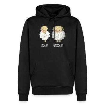 Schaf Unschaf retro - Männer Premium Bio Hoodie - Schwarz - Vorne - Nico (187cm)
