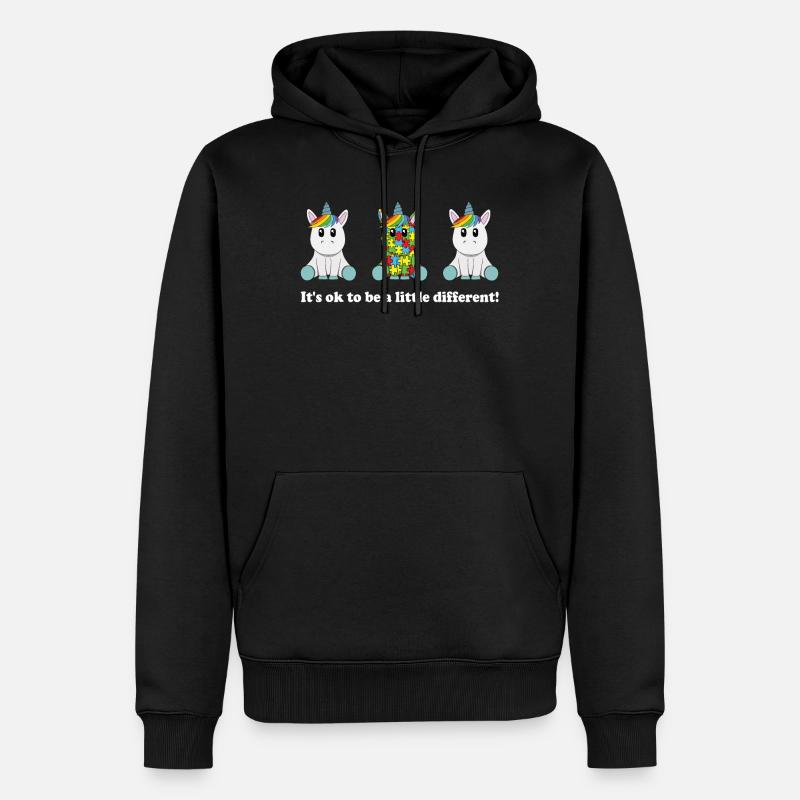 C'est bien d'être un peu différent de l'autisme - Licorne - Sweat à capuche Premium bio Homme - noir