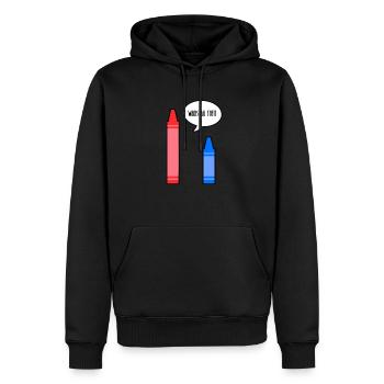 Wachsmalstift FLACHWITZ Wachs mal Stift - Männer Premium Bio Hoodie - Schwarz - Vorne - Nico (187cm)
