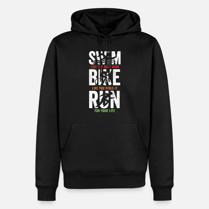 Triathlon nager course vélo - Sweat à capuche Premium bio Homme - noir