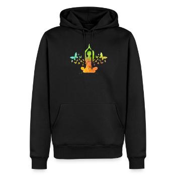 yoga - Sweat à capuche Premium bio Homme - noir - Devant - Nico (187cm)