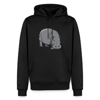 Hippo Nilpferd Flusspferd Safari Lustiges Süßes - Männer Premium Bio Hoodie - Schwarz - Vorne - Nico (187cm)
