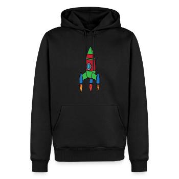 Rakete Space Shuttle Raumschiff Astronaut Weltall - Männer Premium Bio Hoodie - Schwarz - Vorne - Nico (187cm)