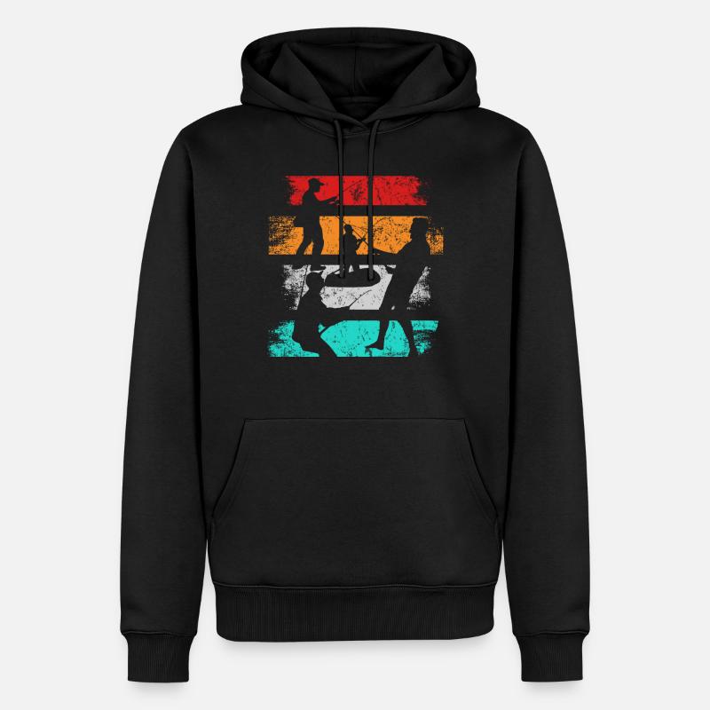 Pêche rétro - Sweat à capuche Premium bio Homme - noir