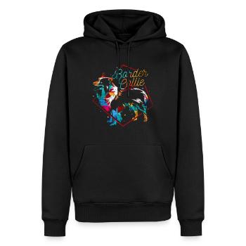 Polygone de border collie - Sweat à capuche Premium bio Homme - noir - Devant - Nico (187cm)