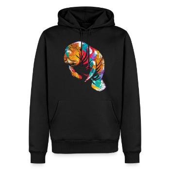 Lamantin dugong - Sweat à capuche Premium bio Homme - noir - Devant - Nico (187cm)