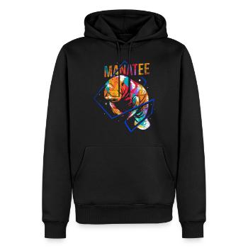 Polygone de lamantin dugong - Sweat à capuche Premium bio Homme - noir - Devant - Nico (187cm)