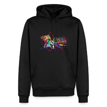 Iguane Polygone - Sweat à capuche Premium bio Homme - noir - Devant - Nico (187cm)