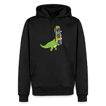 Dinosaur Dino livre lecture livres Bookworm - Sweat à capuche Premium bio Homme - noir - Devant - Nico (187cm)