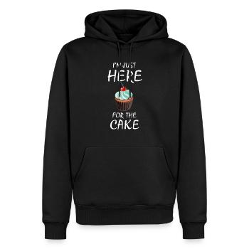 I’m just here for the cake - Sweat à capuche Premium bio Homme - noir - Devant - Nico (187cm)
