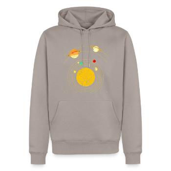 Solar system - Men’s Premium Organic Hoodie - taupe - Front - Nico (187cm)