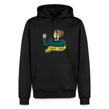 Marie Curie - Sweat à capuche Premium bio Homme - noir - Devant - Nico (187cm)