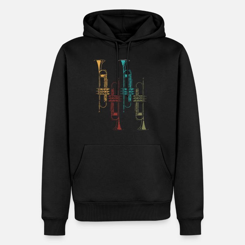 Trompete Retro Geschenk - Männer Premium Bio Hoodie - Schwarz
